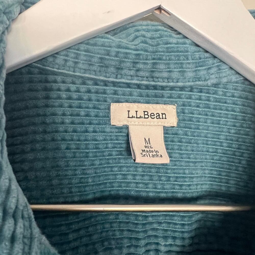 L.L.Bean Comfort Corduroy Relaxed Shirt M Teal Blue Wide Wale Cotton Shacket - Picture 5 of 7